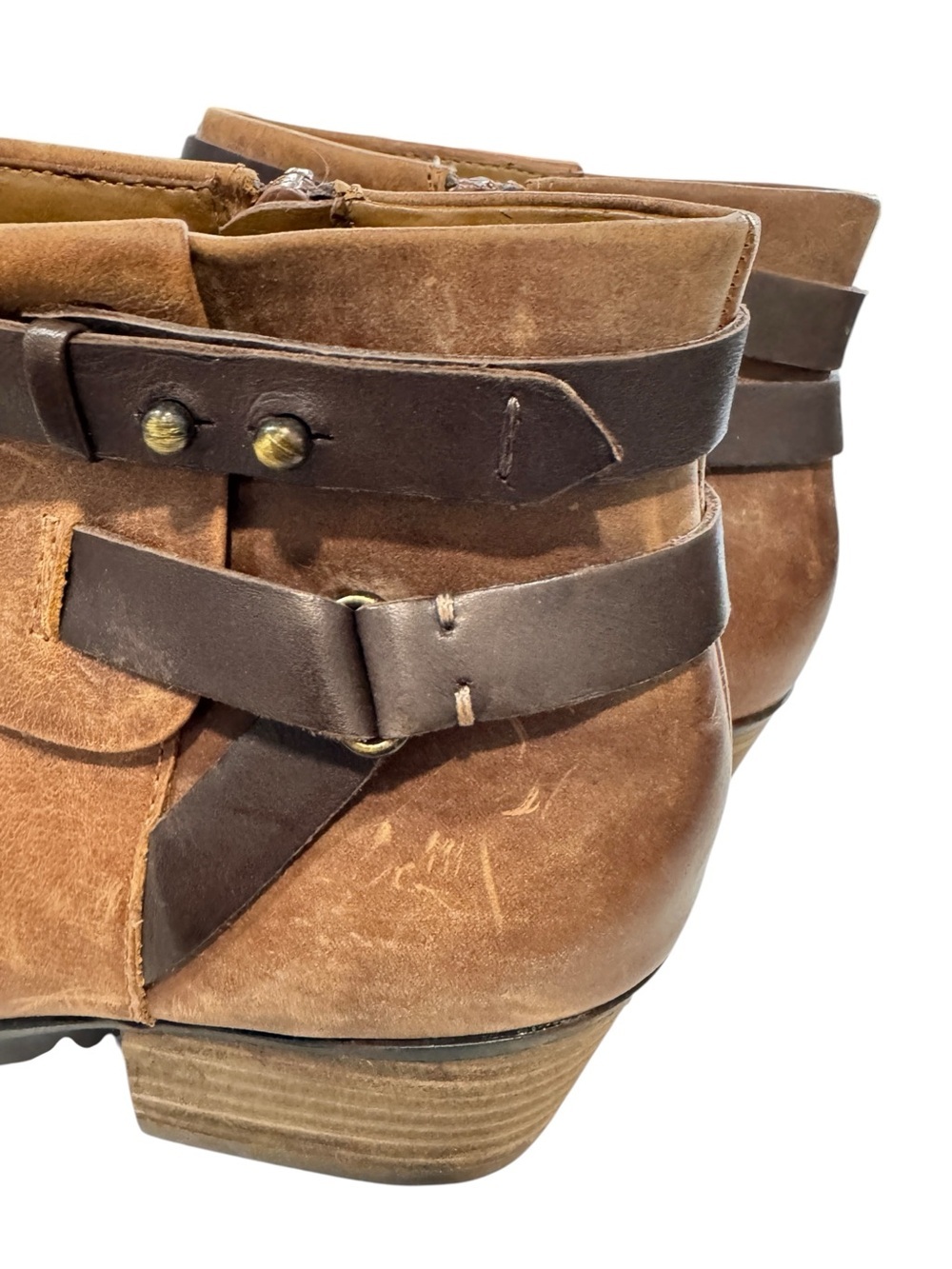 Clarks Collection Brown Leather Ankle Boots Buckle Strap Zip Booties Size 10 - Picture 9 of 15